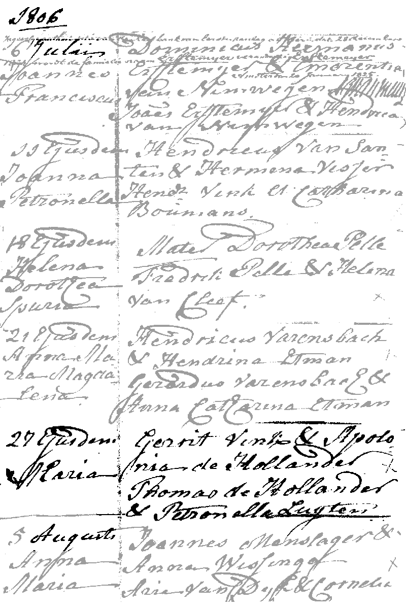 18060727 dp akte RK-Posthoorn A'dam Maria dv G Vink -P d Hollander